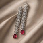 Ruby Leaf Drop Earrings