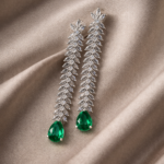 Emerald Leaf Drop Earrings