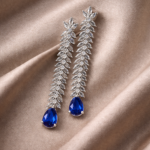 Sapphire Leaf Drop Earrings