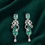 Emerald Bow Drop Earrings