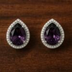 Amethyst Halo Stud Earrings